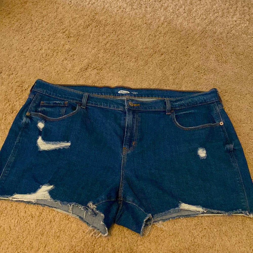 Distressed denim shorts